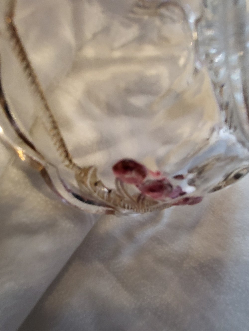 Clear 4.5 Inch Glass Decorative Bowl with Pink Cherry Motif - Picture 10 of 10